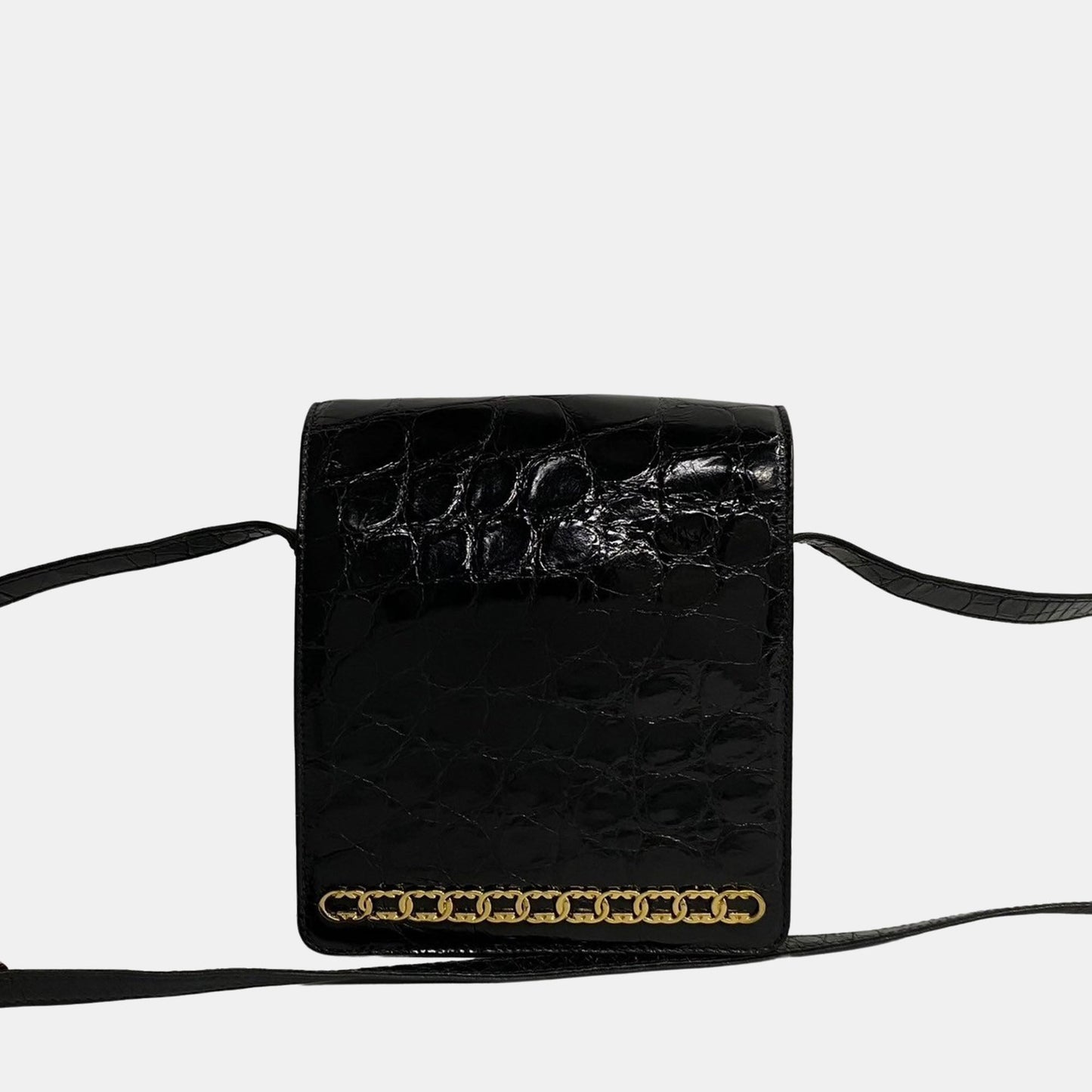 Luxury Gucci Trending 2025 Black Crocodile Leather Interlocking GG Flap Crossbody Bag
