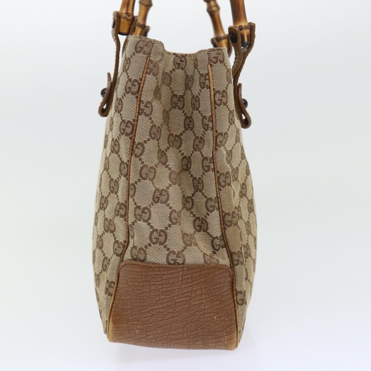 Luxury Gucci GG Canvas Bamboo Shoulder Bag Canvas Leather Black 112526 ac2174