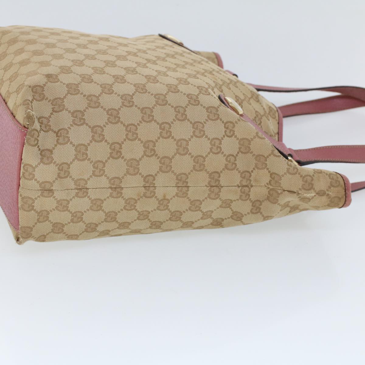 Luxury Gucci GG Canvas Shoulder Bag Canvas Leather Beige Pink ac2175