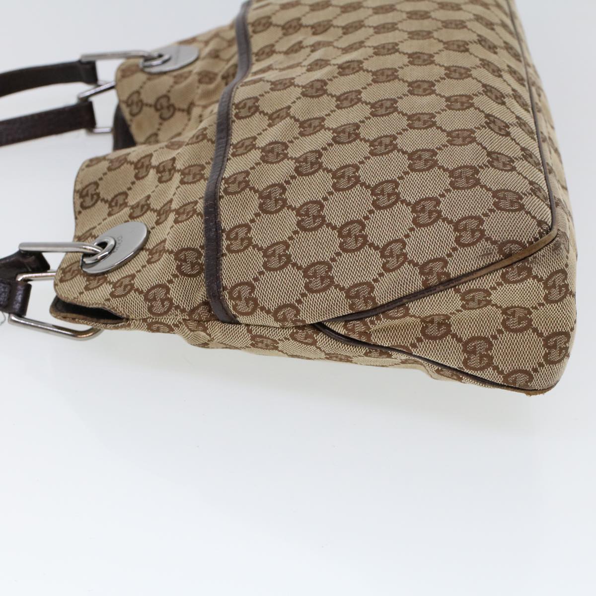 Luxury Gucci GG Canvas Hand Bag Canvas Leather Beige Brown 121023 ac2176