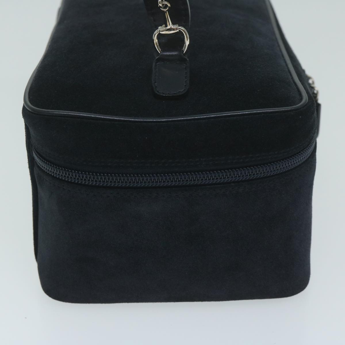 GUCCI Horsebit Vanity Cosmetic Pouch Suede Navy ac2518