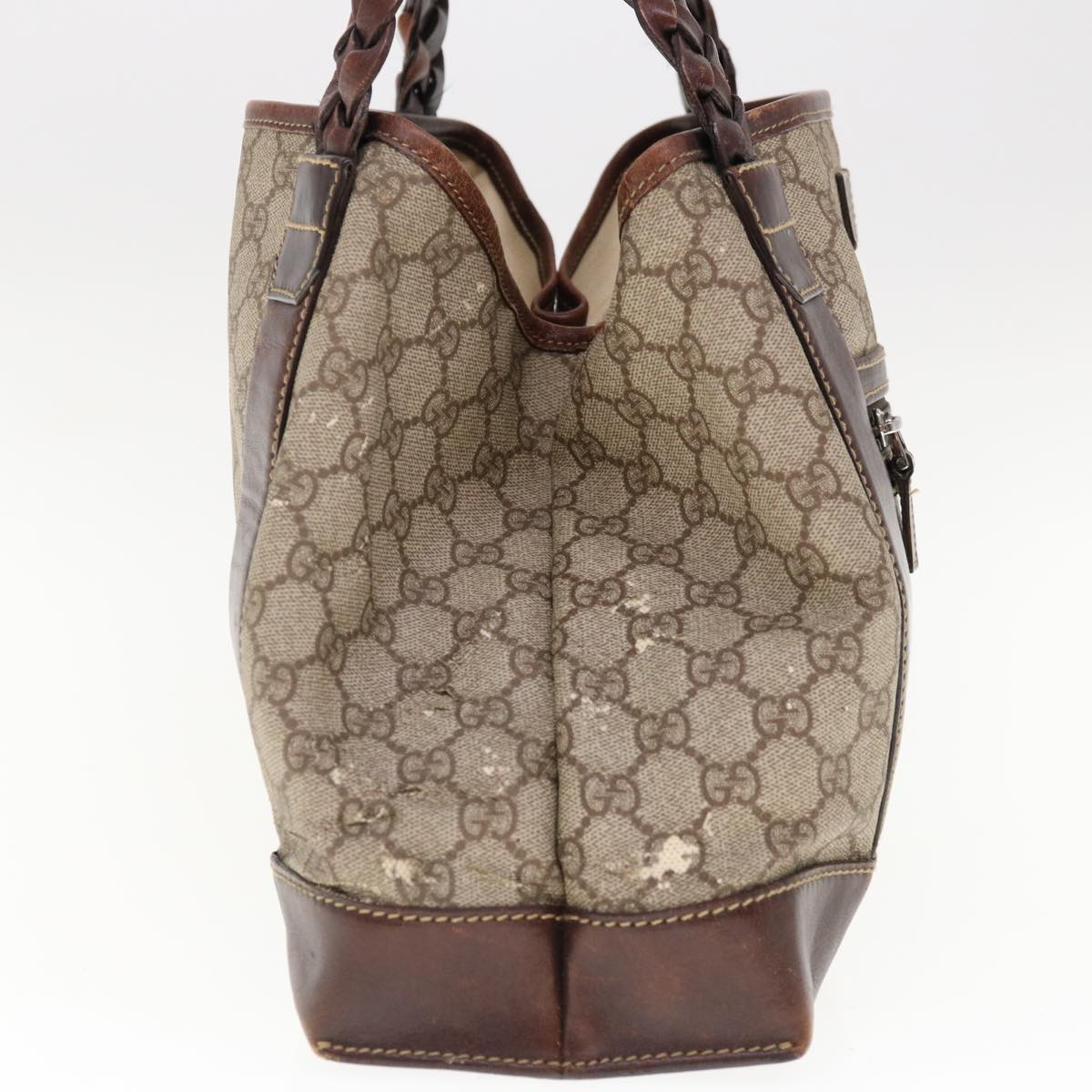 GUCCI GG Supreme Hand Bag PVC Leather Beige ac2607