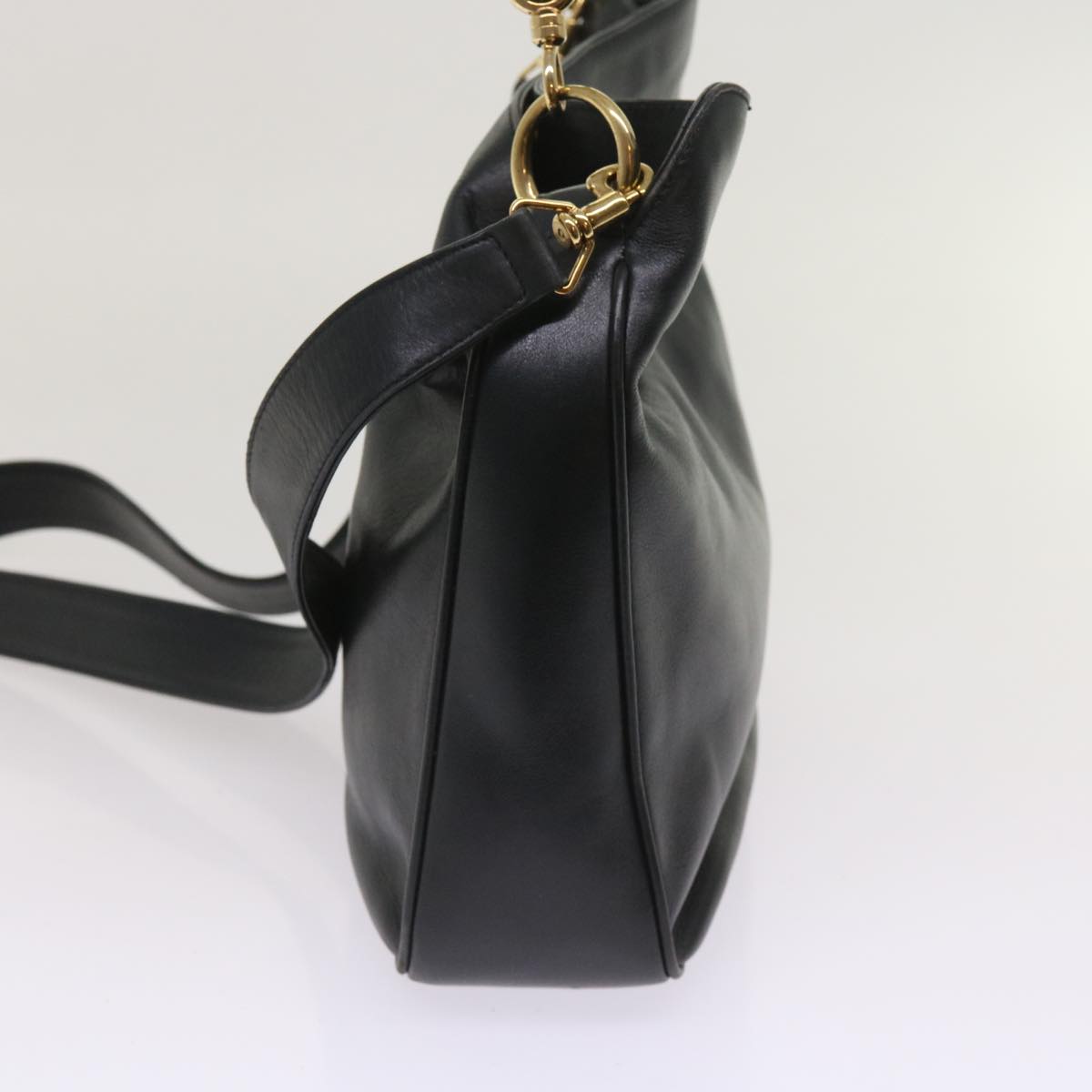 GUCCI Bamboo Shoulder Bag Leather 2way Black 001 0156 1638 ac2630