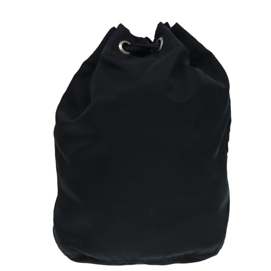 Luxury Prada Drawstring Pouch Nylon Black Silver ac3236