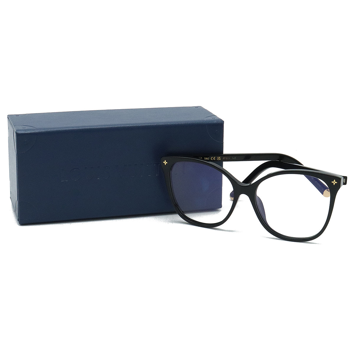 LOUIS VUITTON Louis Vuitton Sun Glasses Monogram Light Cat Eye Glasses Blue Light Cutting Lenses Black Z1842E