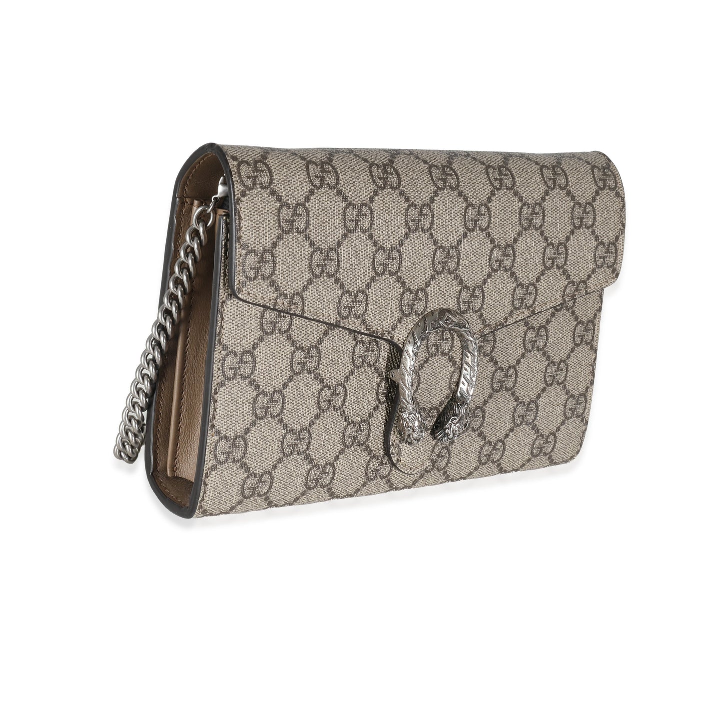 Luxury Gucci Trending 2025 Beige GG Supreme Dionysus Chain Wallet