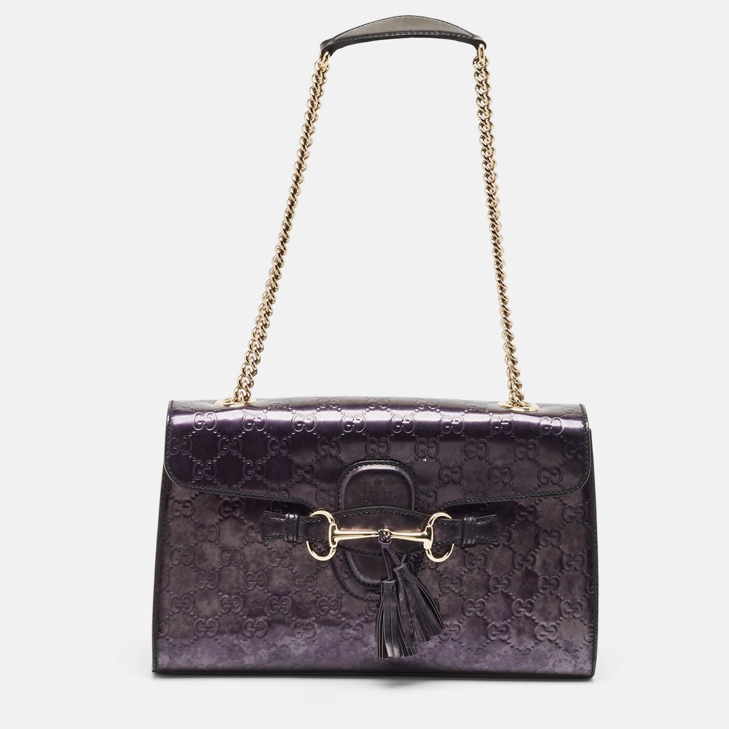 Luxury Gucci Trending 2025 Purple Luxury Gucci Trending 2025ssima Patent Leather Medium Emily Shoulder Bag