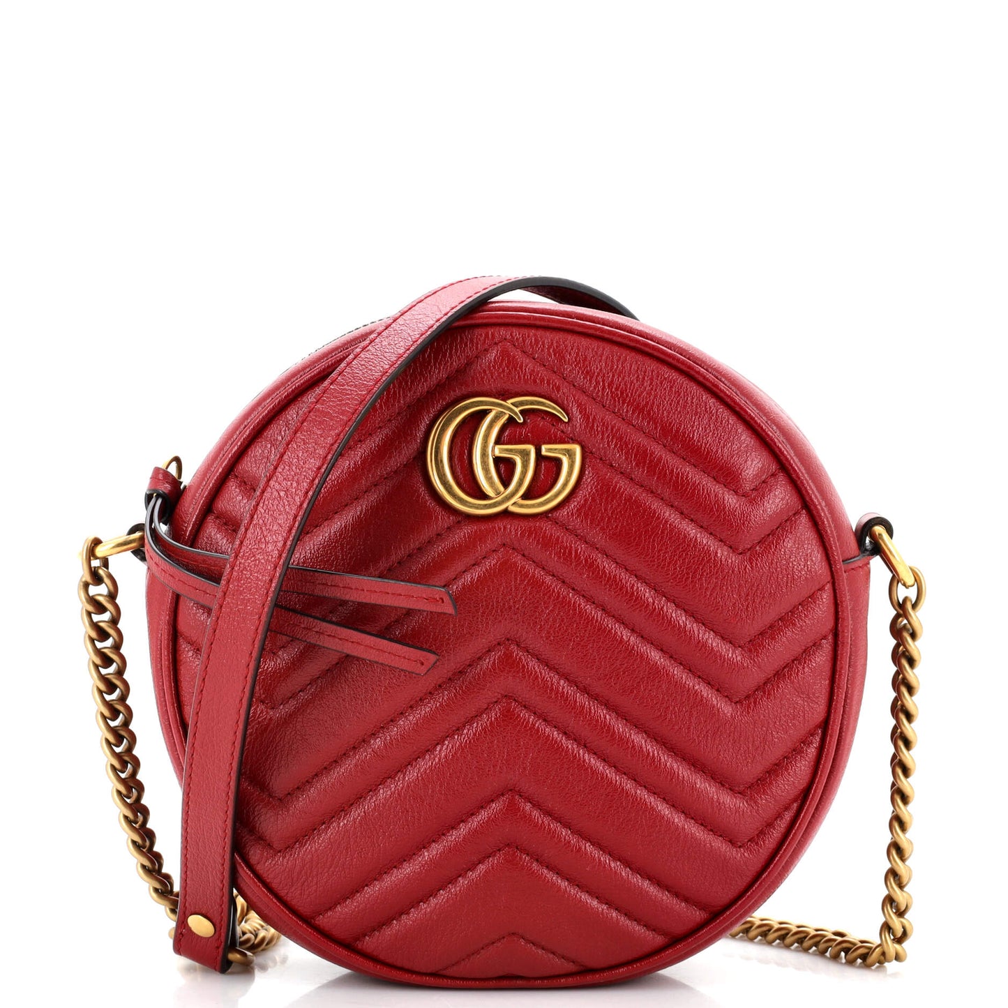 Luxury Gucci Trending 2025 GG Marmont Round Shoulder Bag Matelasse Leather Mini