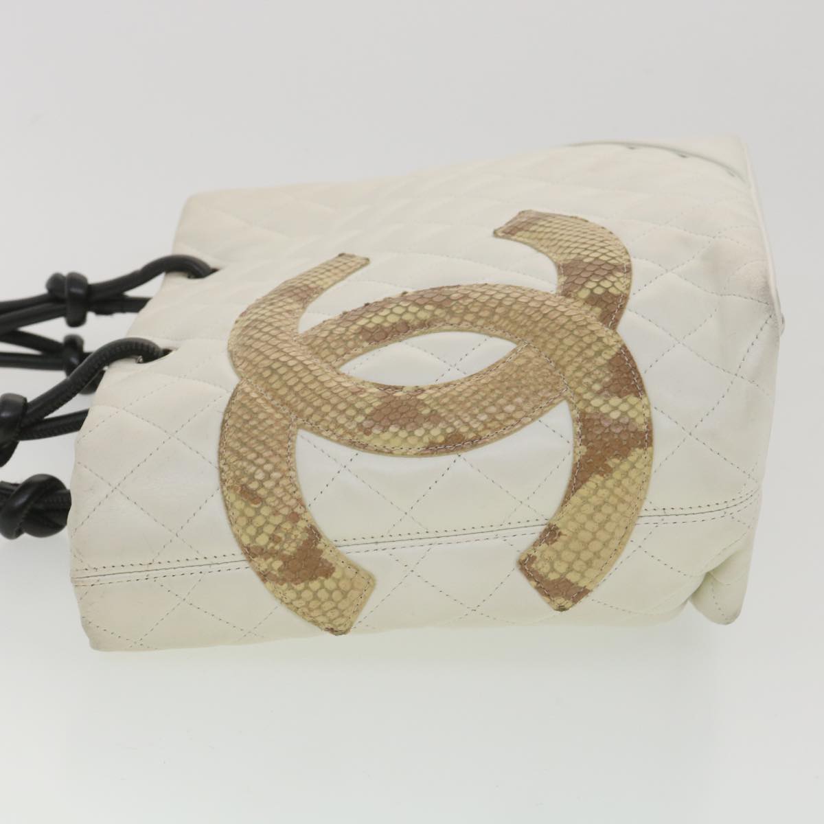 Luxury Chanel Cambon Line Tote Bag Lamb Skin White CC am3907