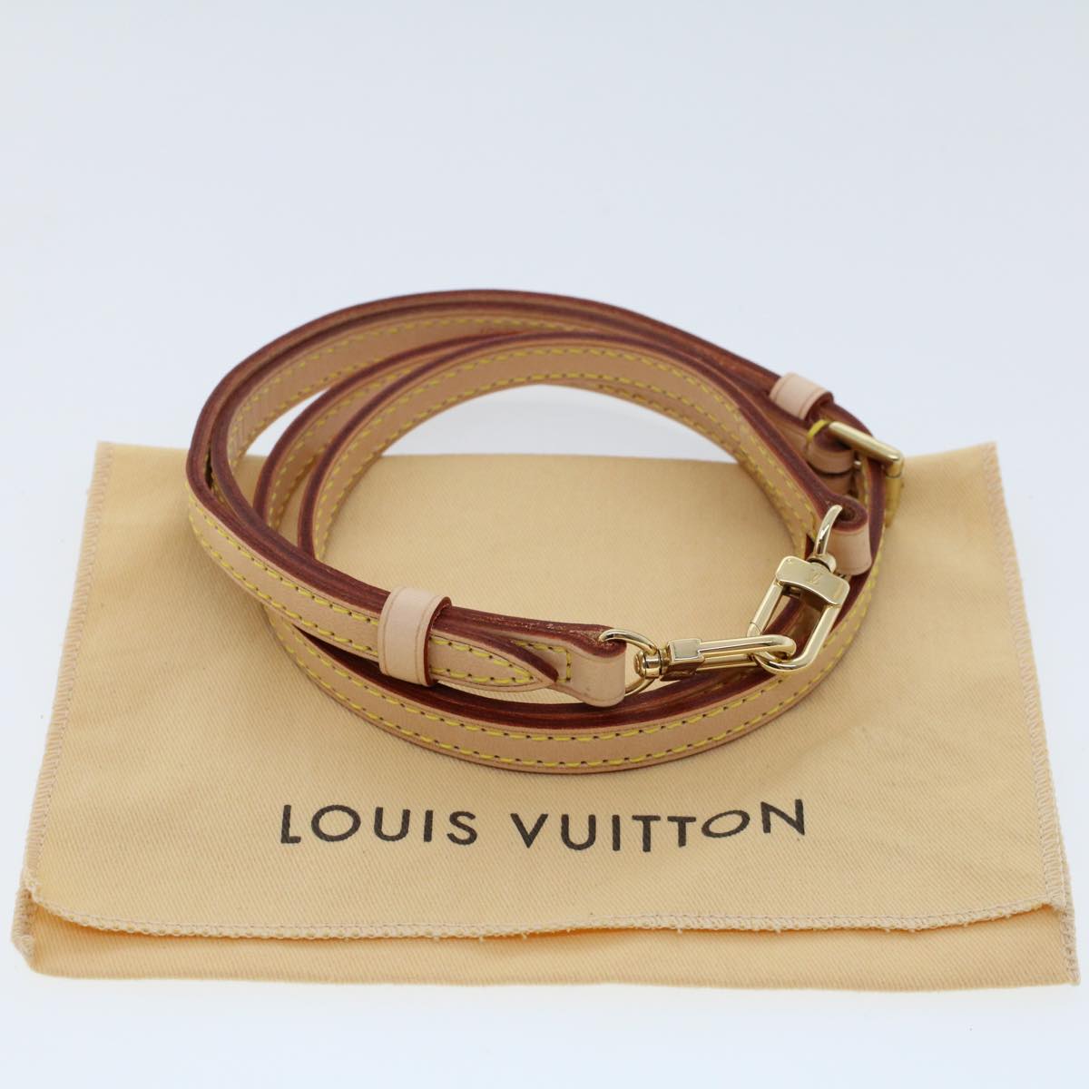 LOUIS VUITTON Shoulder Strap Leather 36.2""-43.3"" Beige LV am4614