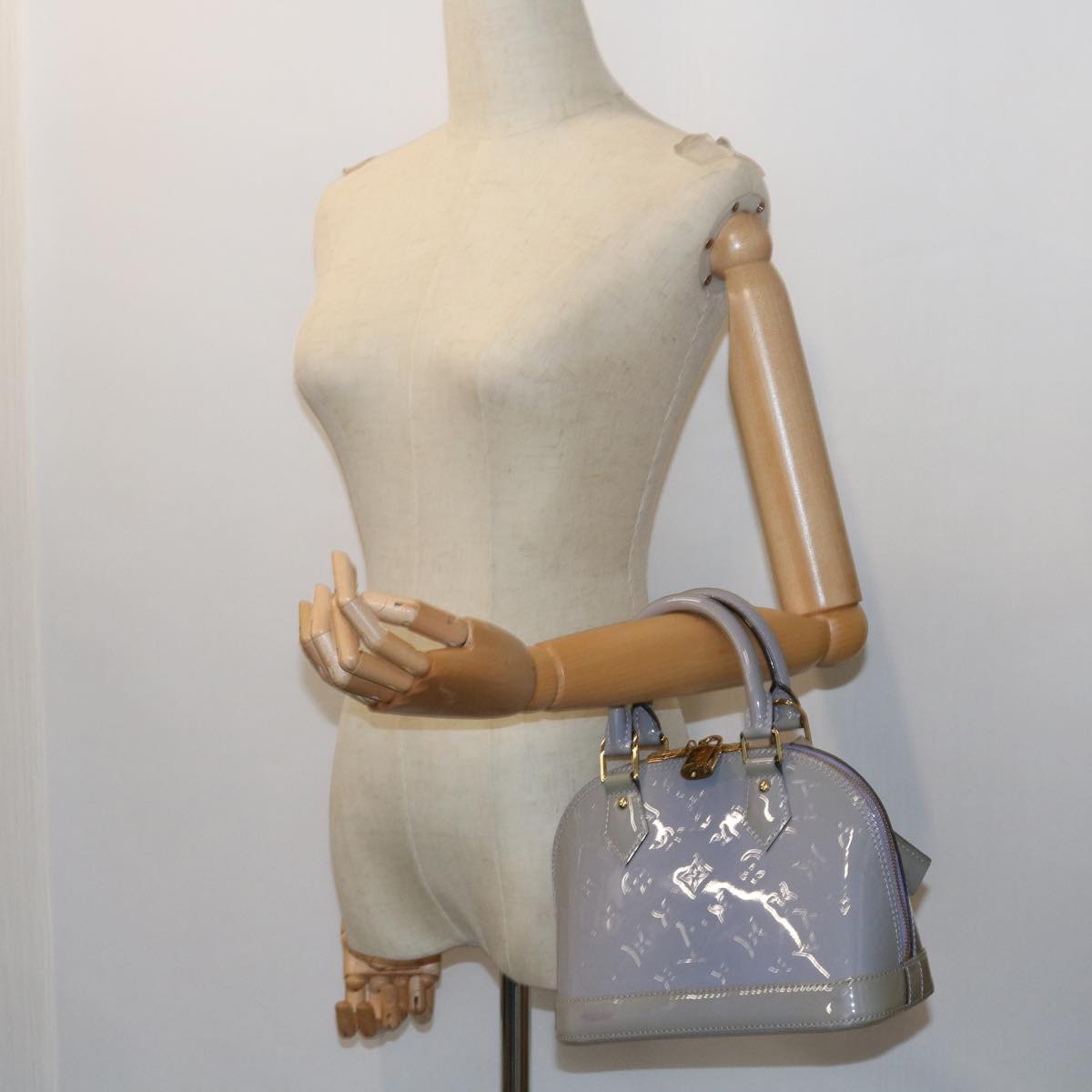 LOUIS VUITTON Monogram Vernis Alma BB Bag 2way Purple Lila M90103 LV am5080