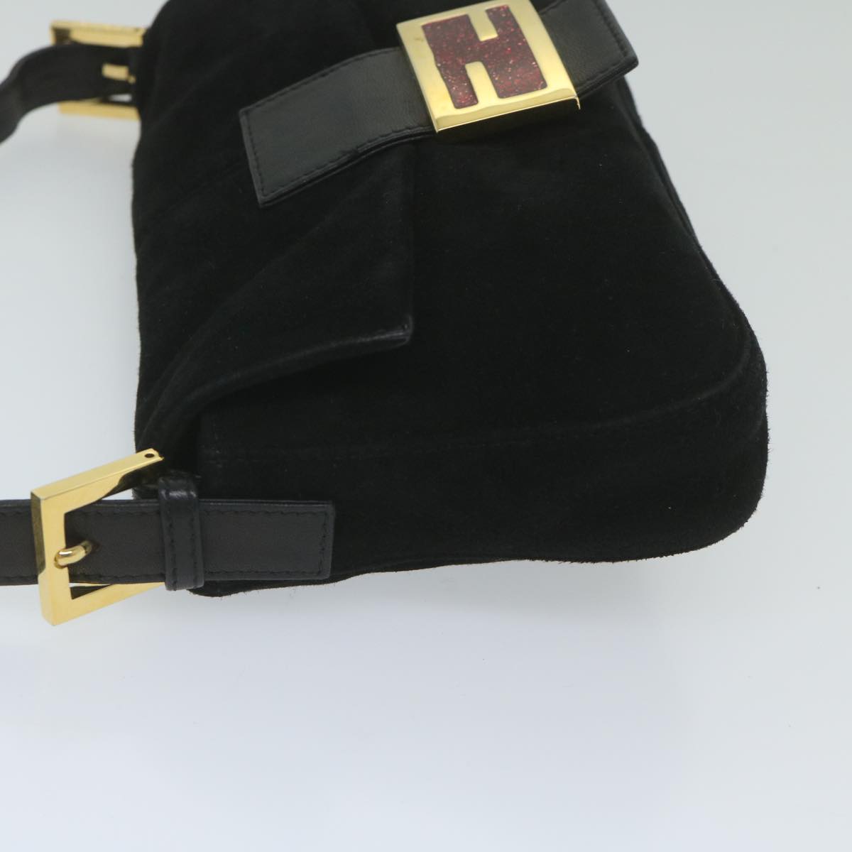Luxury FendiMamma Baguette Shoulder Bag Suede Black 2813 26424 009am5239