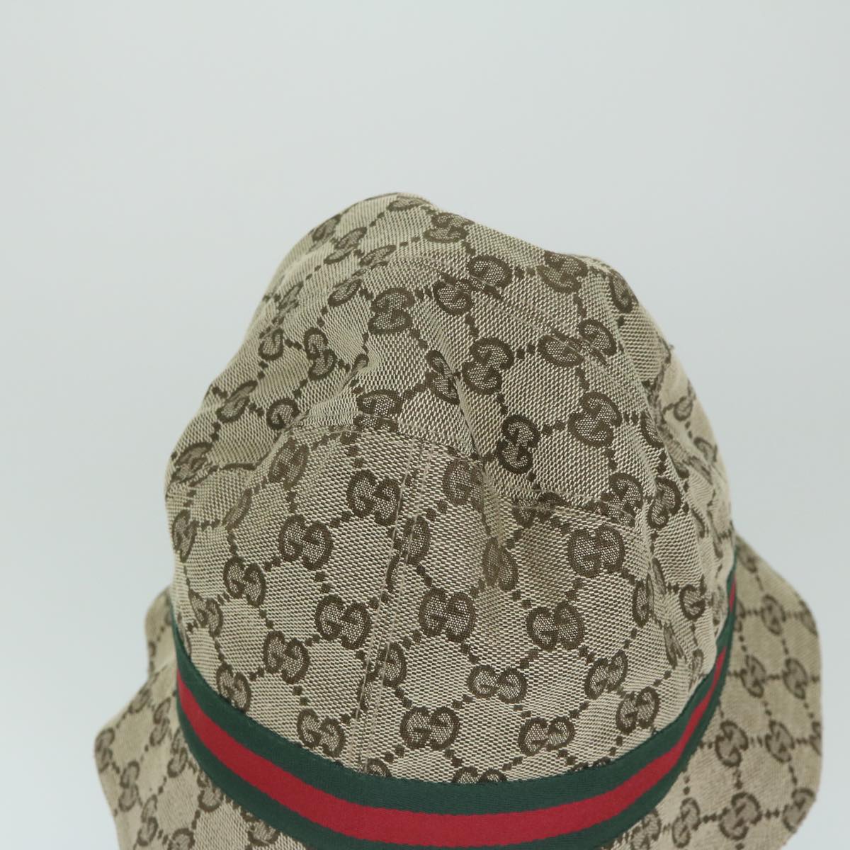 GUCCI GG Canvas Web Sherry Line Hat M Size Beige Red Green am5574