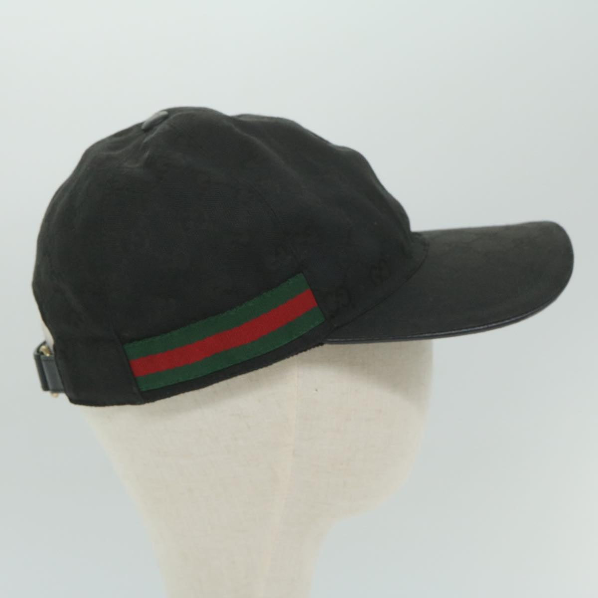 GUCCI GG Canvas Web Sherry Line Cap M Black Red Green 200035 am5575