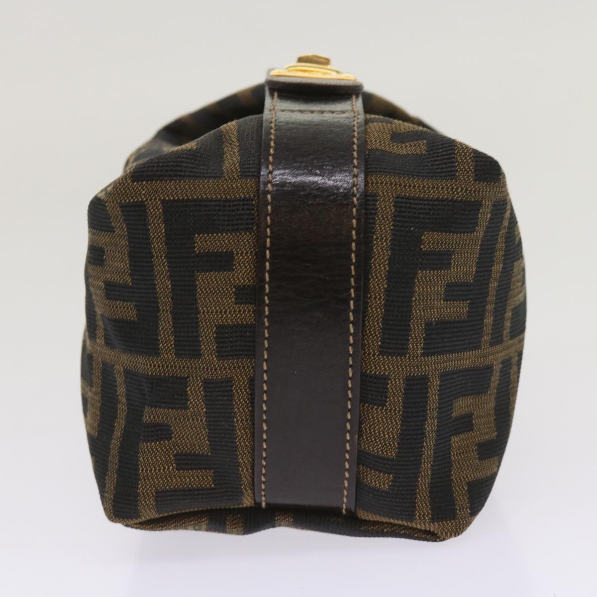 Luxury FendiZucca Canvas Mini Hand Bag Black Brownam5640