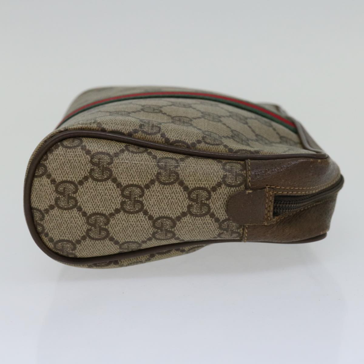 GUCCI GG Supreme Web Sherry Line Clutch Bag PVC Beige Red 89 01 012 am5802