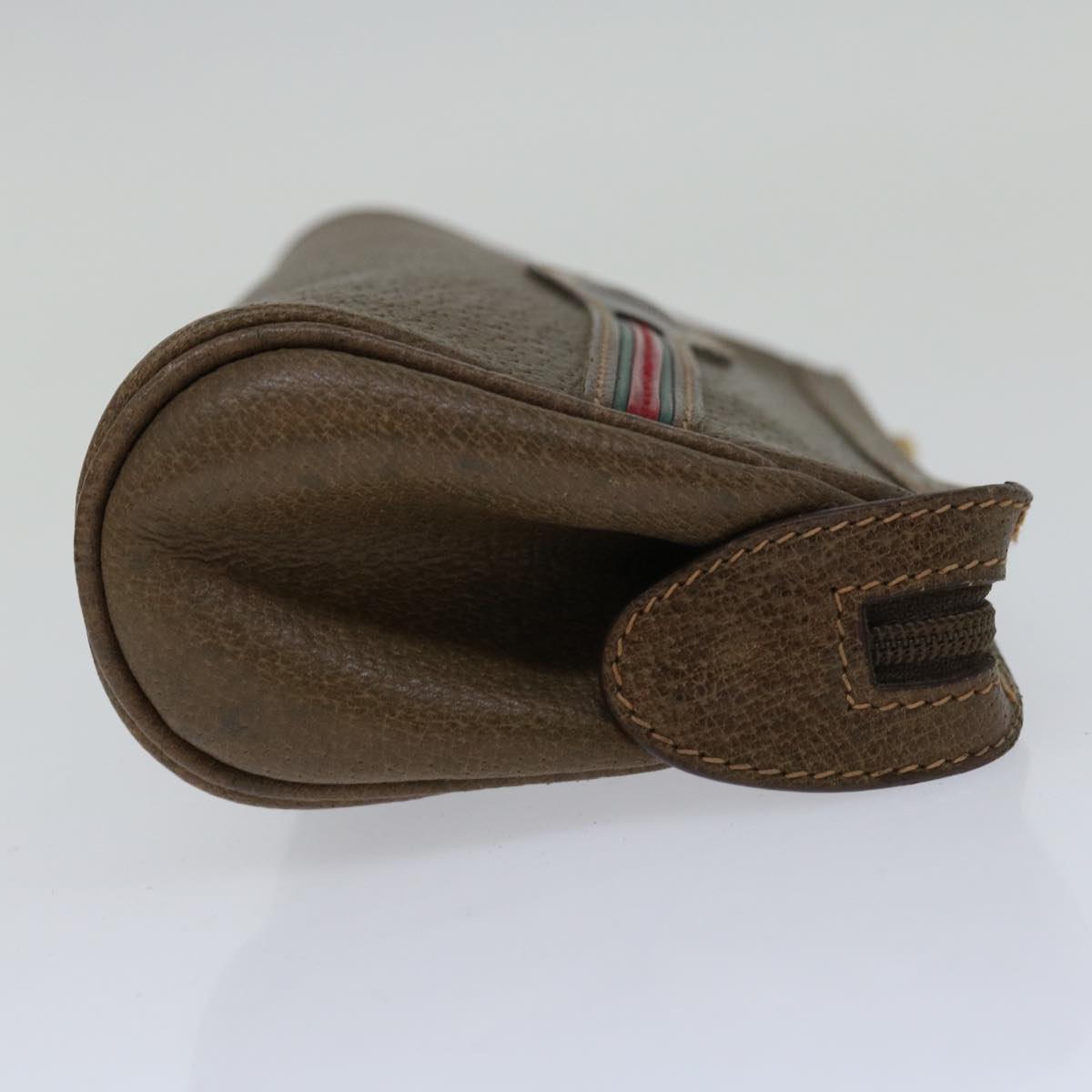GUCCI Web Sherry Line Pouch Leather Brown Red Green 039 904 0665 am5842