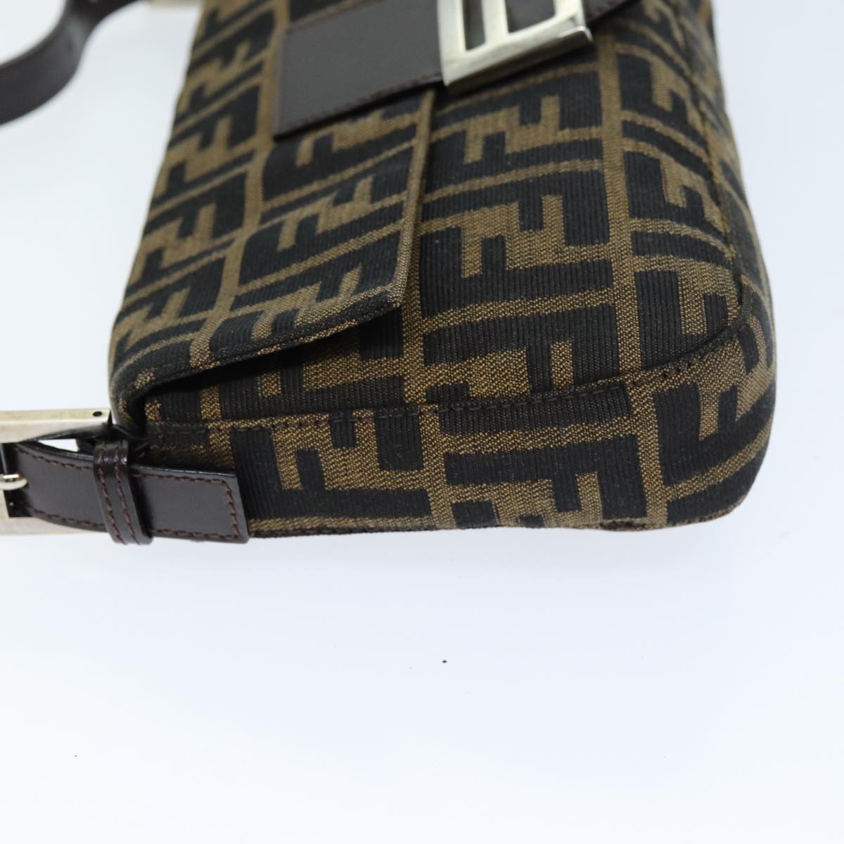 Luxury Fendi Zucchino Canvas Mamma Baguette Shoulder Bag Black Brownam6286A