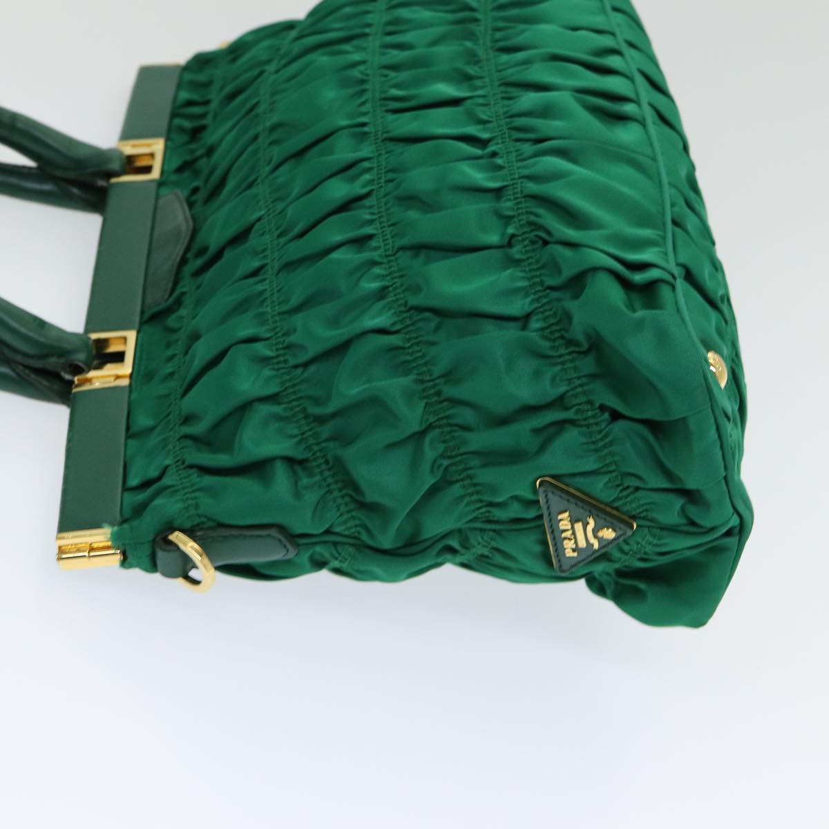 Luxury Prada Hand Bag Leather 2way Green am6712