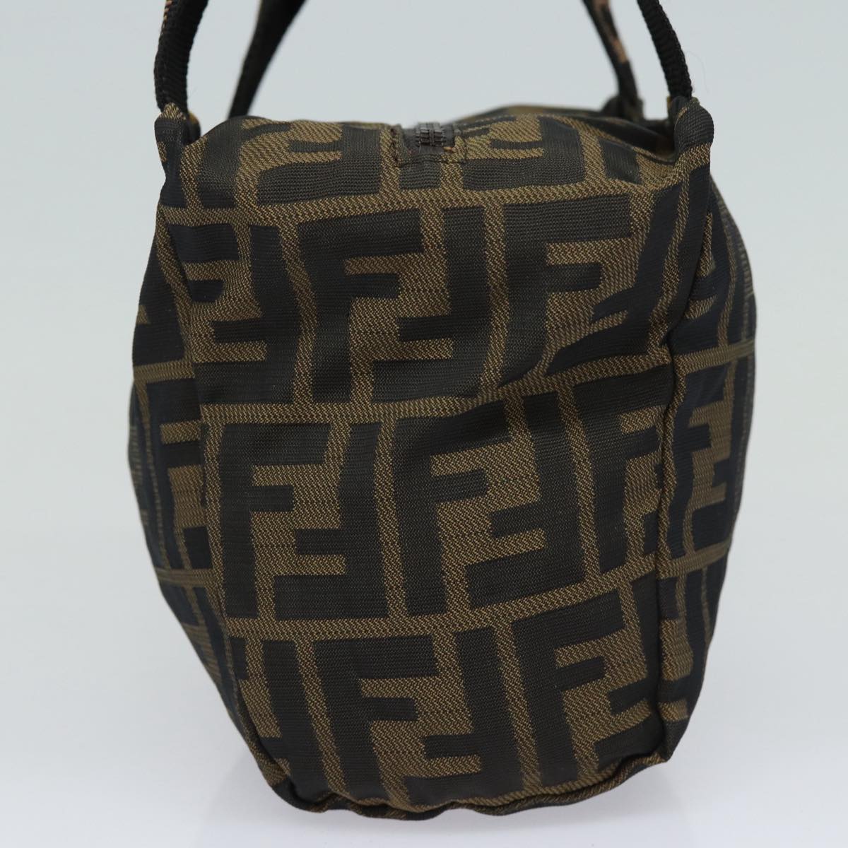 Luxury Fendi Zucca Canvas Hand Bag Brown Black Silveram6735