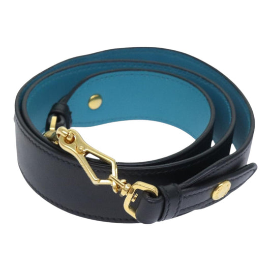 Luxury Prada Shoulder Strap Leather 37.4"" Black Gold am6897