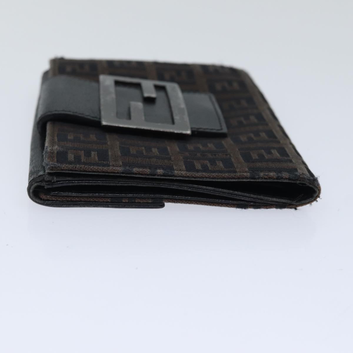 Luxury Fendi Zucchino Canvas Wallet Brown Silveram6905
