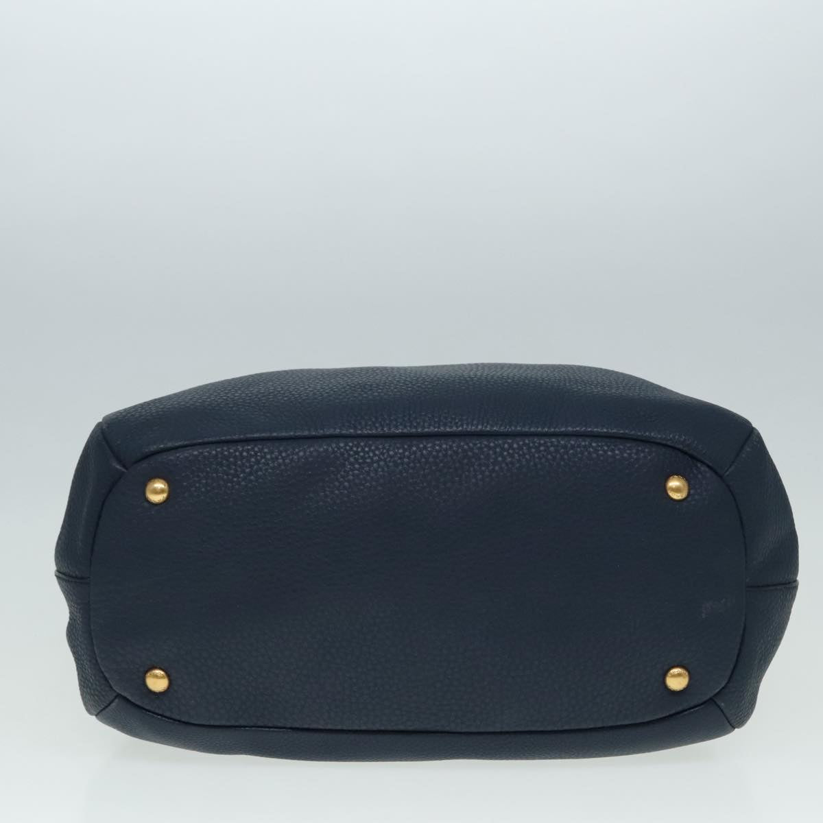 Luxury Prada Hand Bag Leather 2way Blue Gold am6927