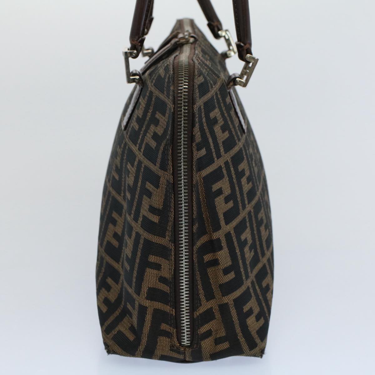 Luxury FendiZucca Canvas Shoulder Bag Black Brownar10174