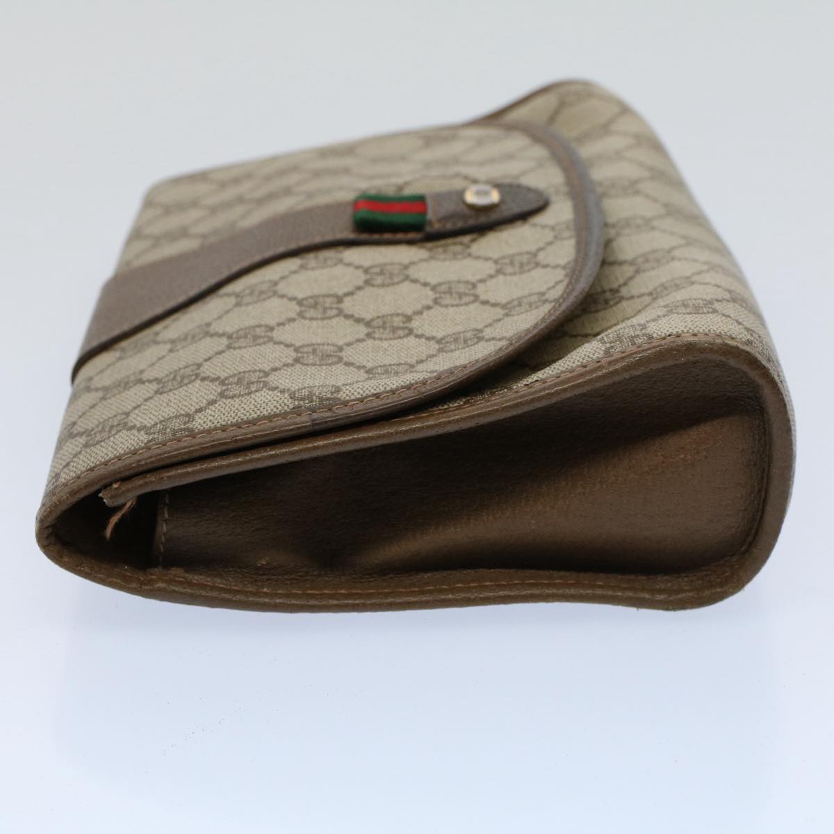 Luxury Gucci GG Canvas Web Sherry Line Clutch Bag Beige Red 89.01.030 ar10211