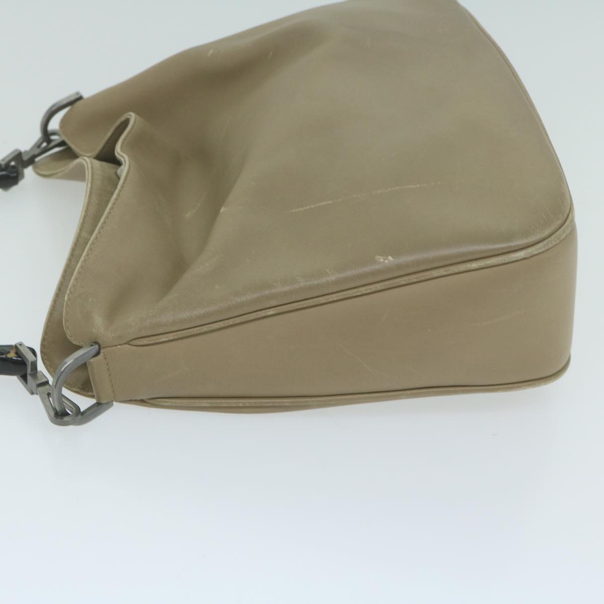 GUCCI Bamboo Shoulder Bag Leather 2way Beige ar11294