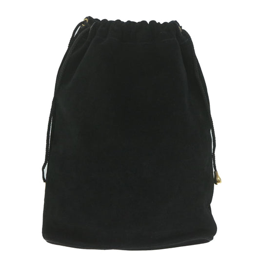 GUCCI Drawstring Pouch Pouch Suede Black ar11339