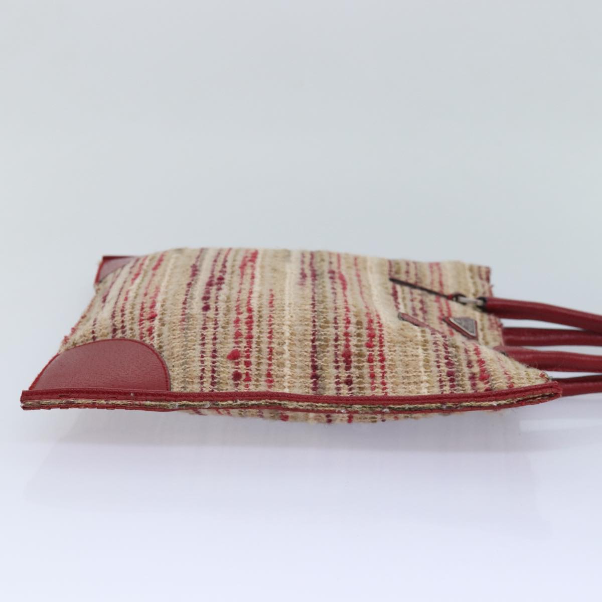 Luxury Prada Hand Bag Wool Beige Red ar12196