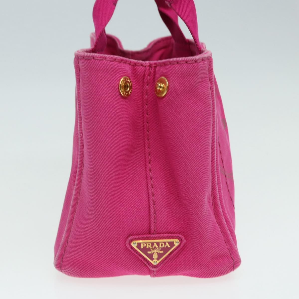 Luxury Prada Canapa PM Hand Bag Canvas 2way Pink Gold ar12364