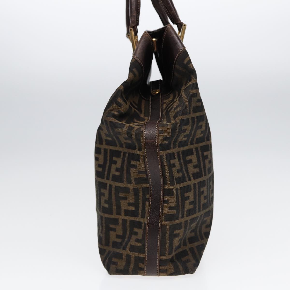 Luxury Fendi Zucca Canvas Hand Bag 2way Brown Black goldar12498