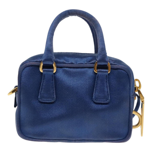 Luxury Prada Shoulder Pouch Satin Blue Gold ar12592