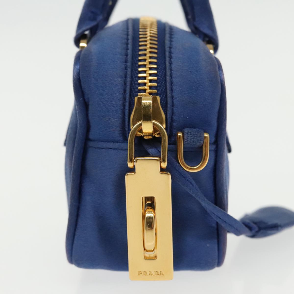 Luxury Prada Shoulder Pouch Satin Blue Gold ar12592
