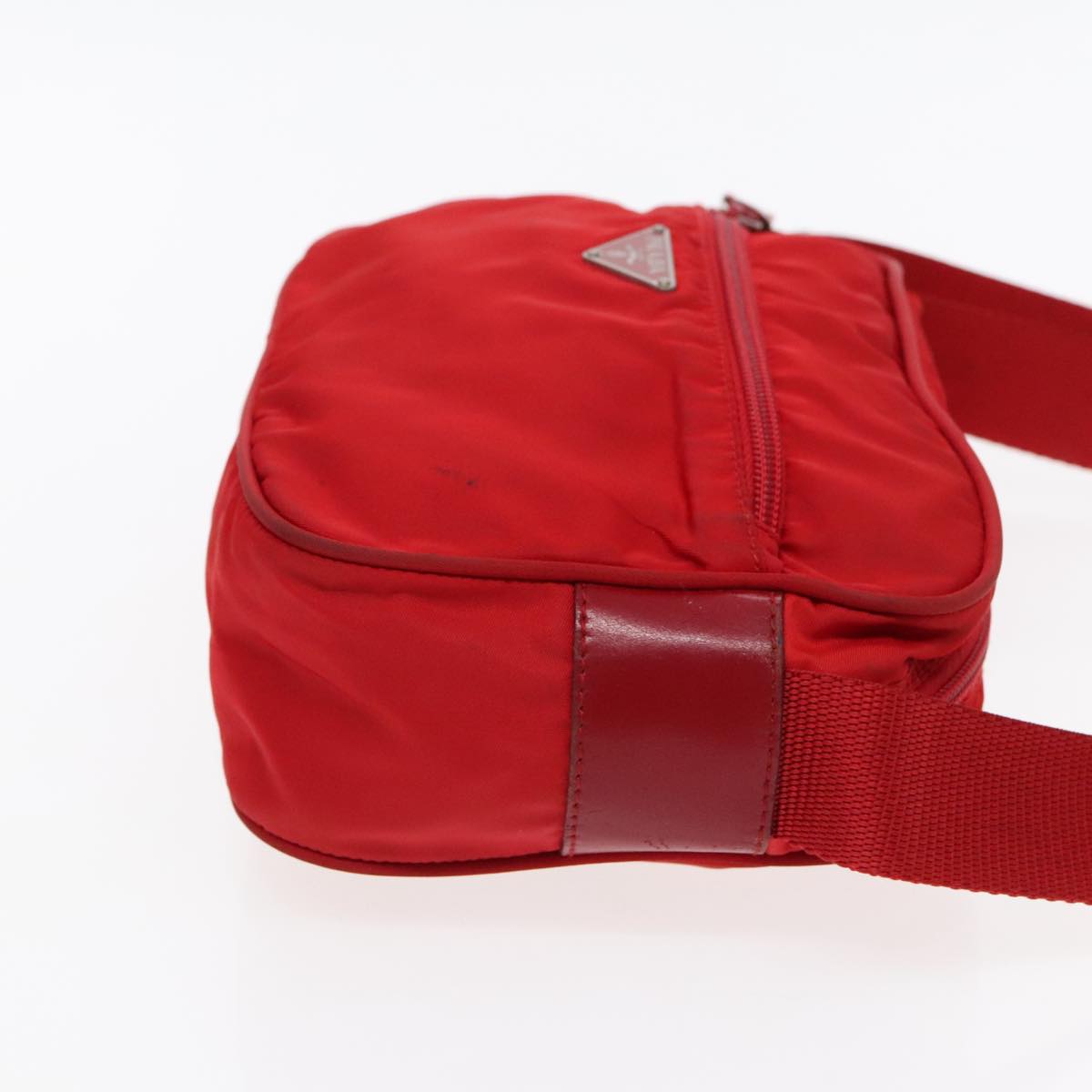 Luxury Prada Shoulder Bag Nylon Red Silver ar12685