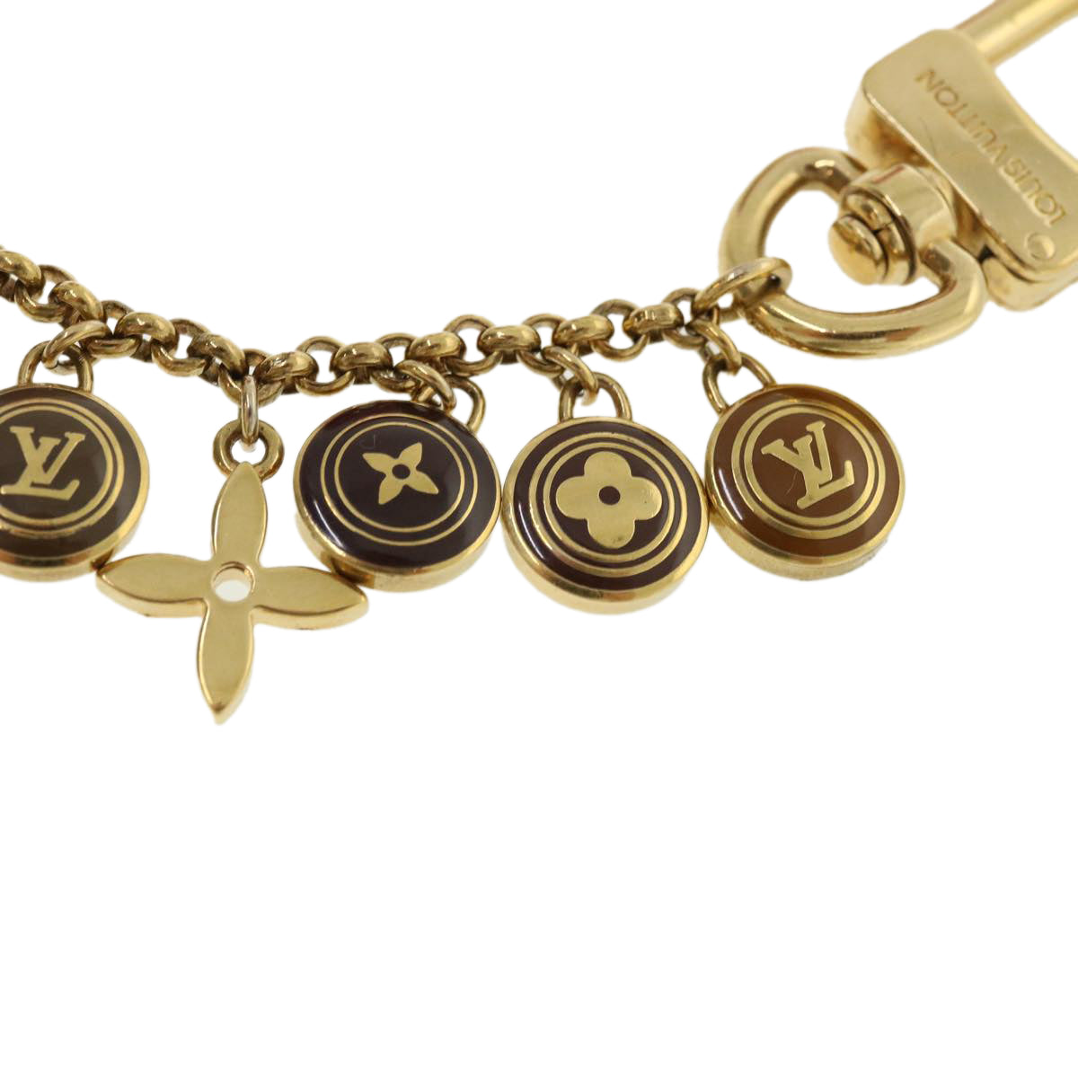 LOUIS VUITTON Postcle Chainne Pastille Key Holder Gold Tone LV ar7794B