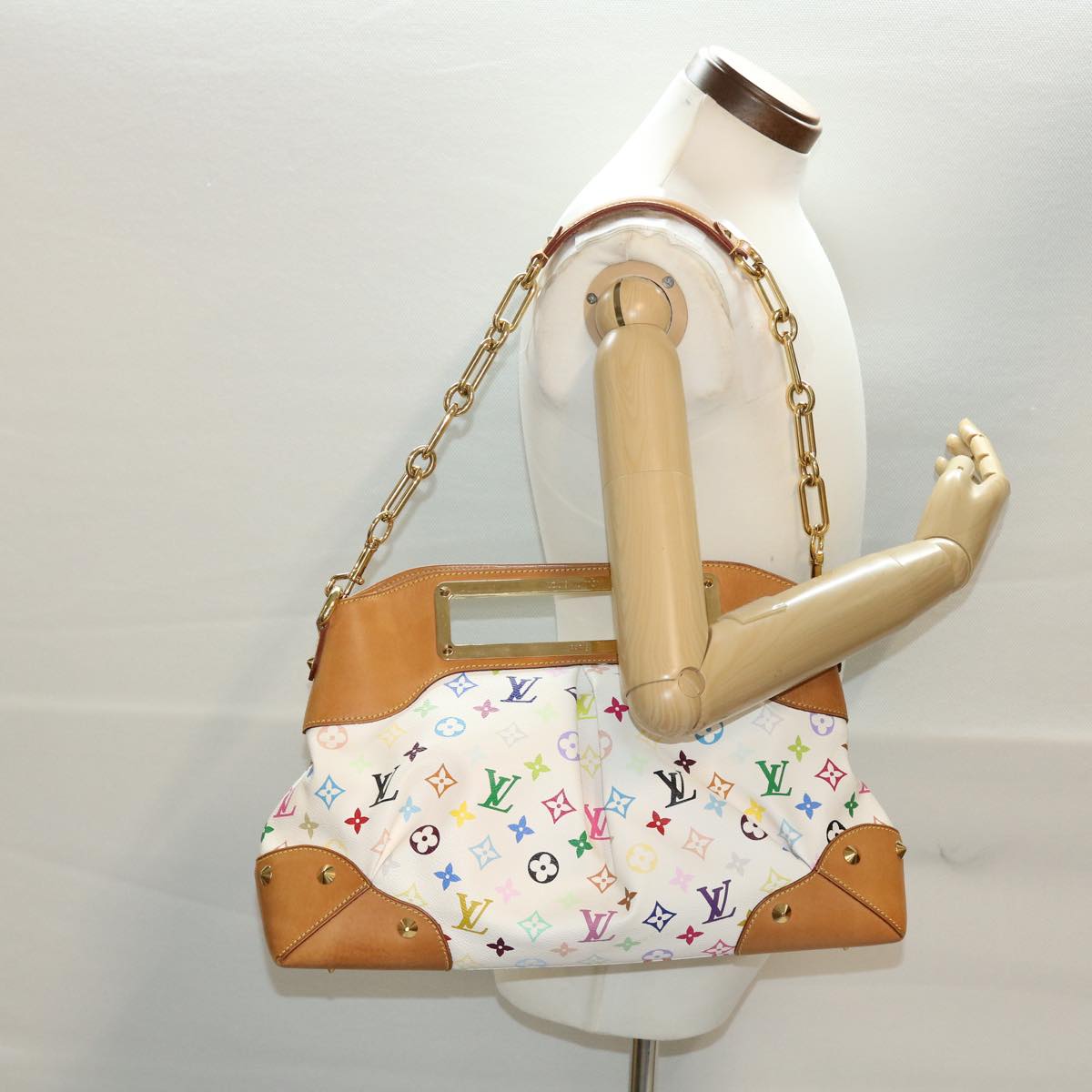 LOUIS VUITTON Monogram Multicolor Judy GM Shoulder Bag White M40253 ar9578A