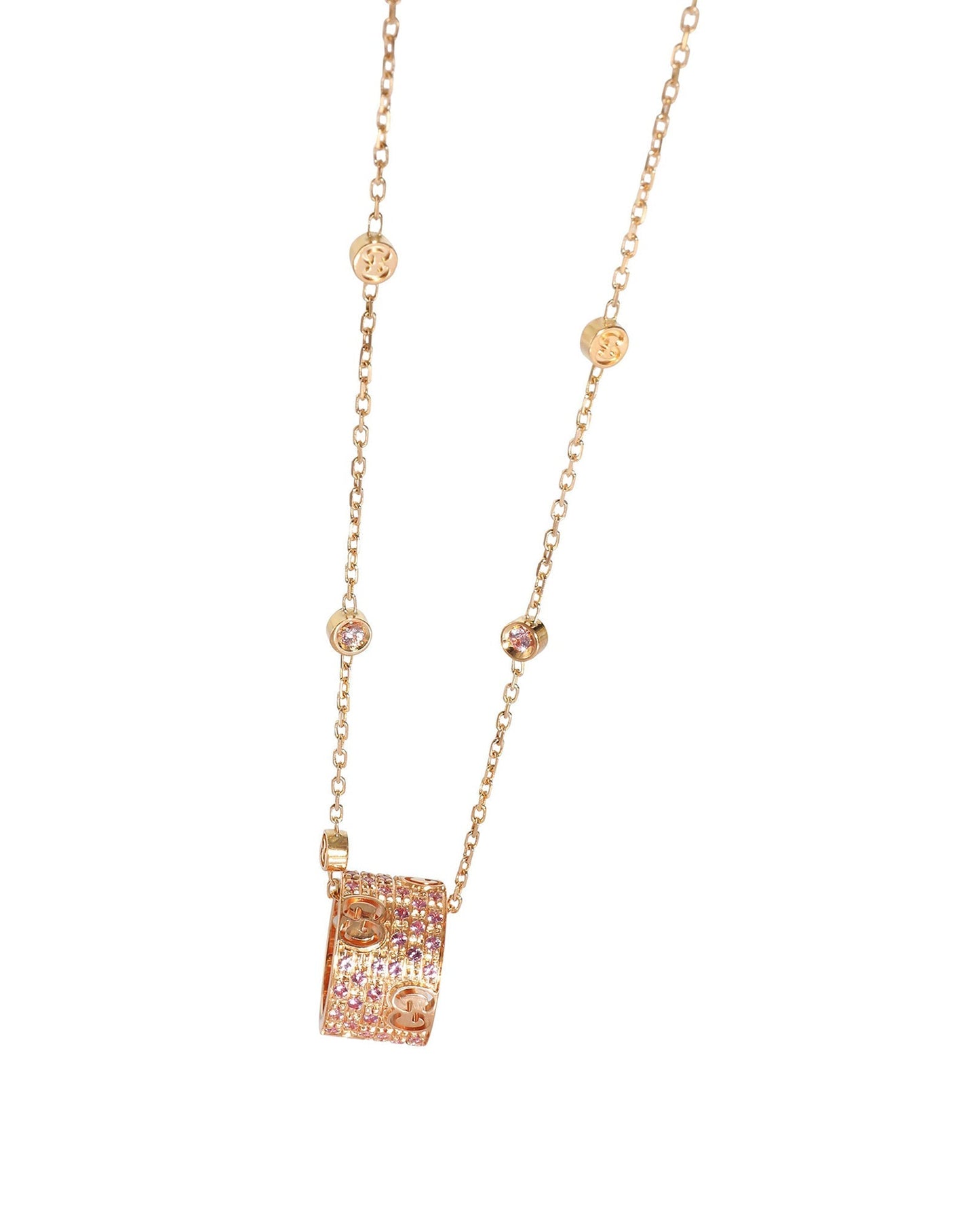 Luxury Gucci Trending 2025 Sapphire Icon Stardust Pink Sapphire Necklace in 18K Rose Gold