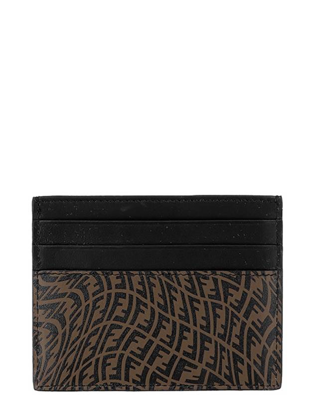 Luxury Fendi Logo Vertigo Card Wallet Brown