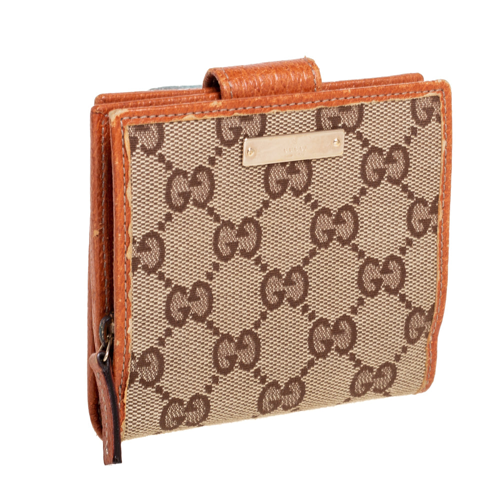Luxury Gucci Trending 2025 Beige Gg Canvas Zip Around French Compact Wallet..