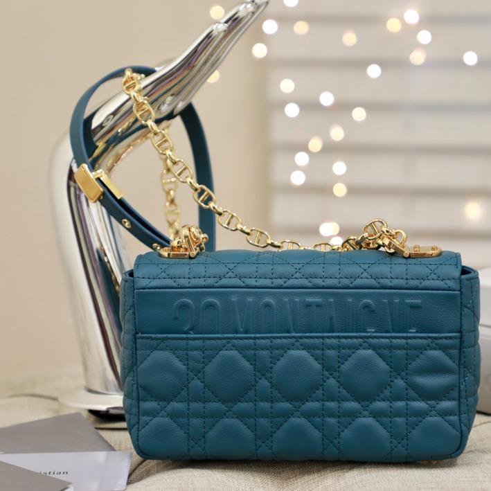 Luxury DiorSMALL CARO BAG DEEP OCEAN BLUE SUPPLE CANNAGE CALFSKIN