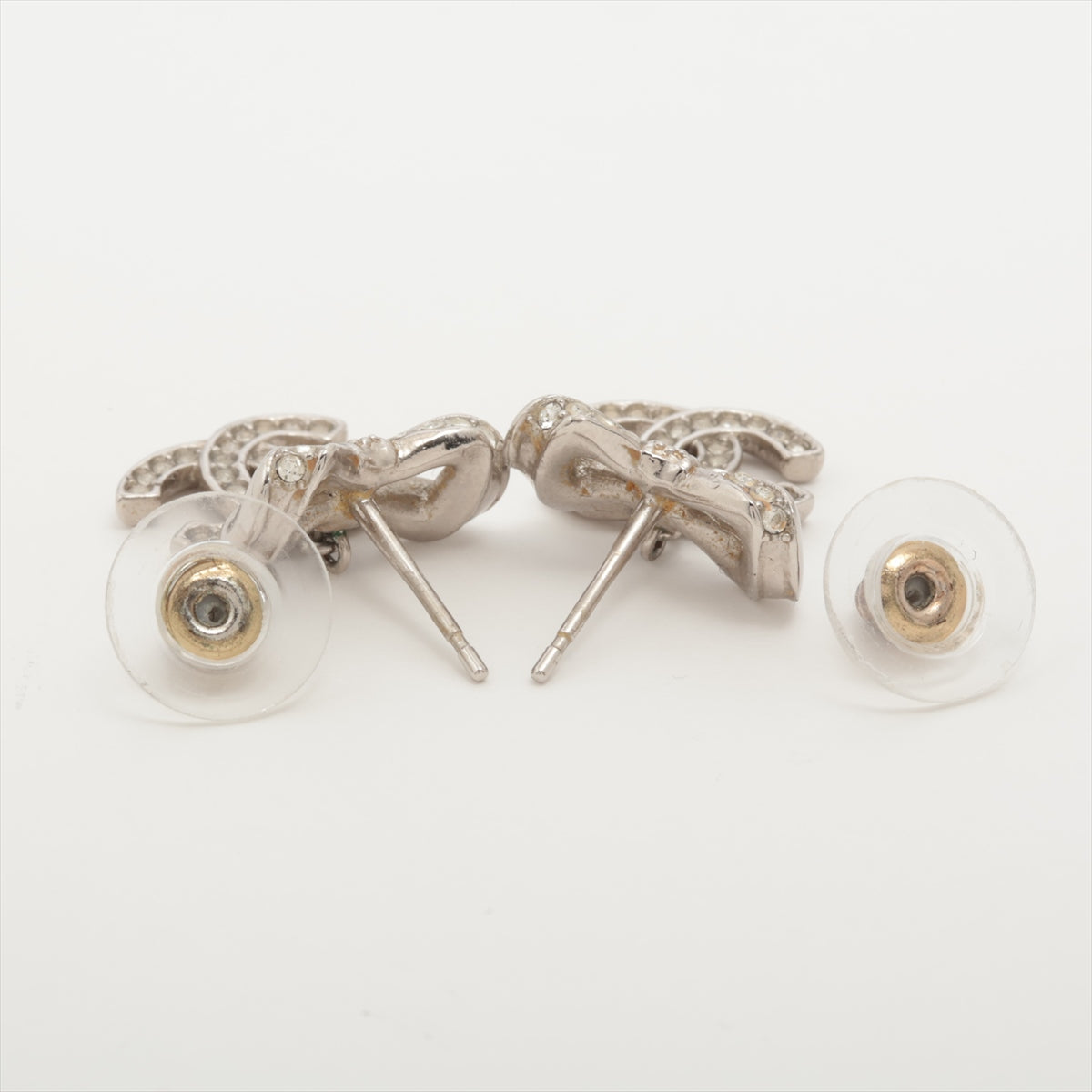 Chanel Coco B19V Stud_Earrings (for both ears) GP Linestone Silver