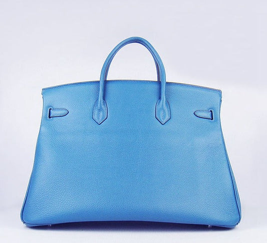 Luxury Hermes Birkin 35cm Togo Leather Handbags 6099 Blue Silver