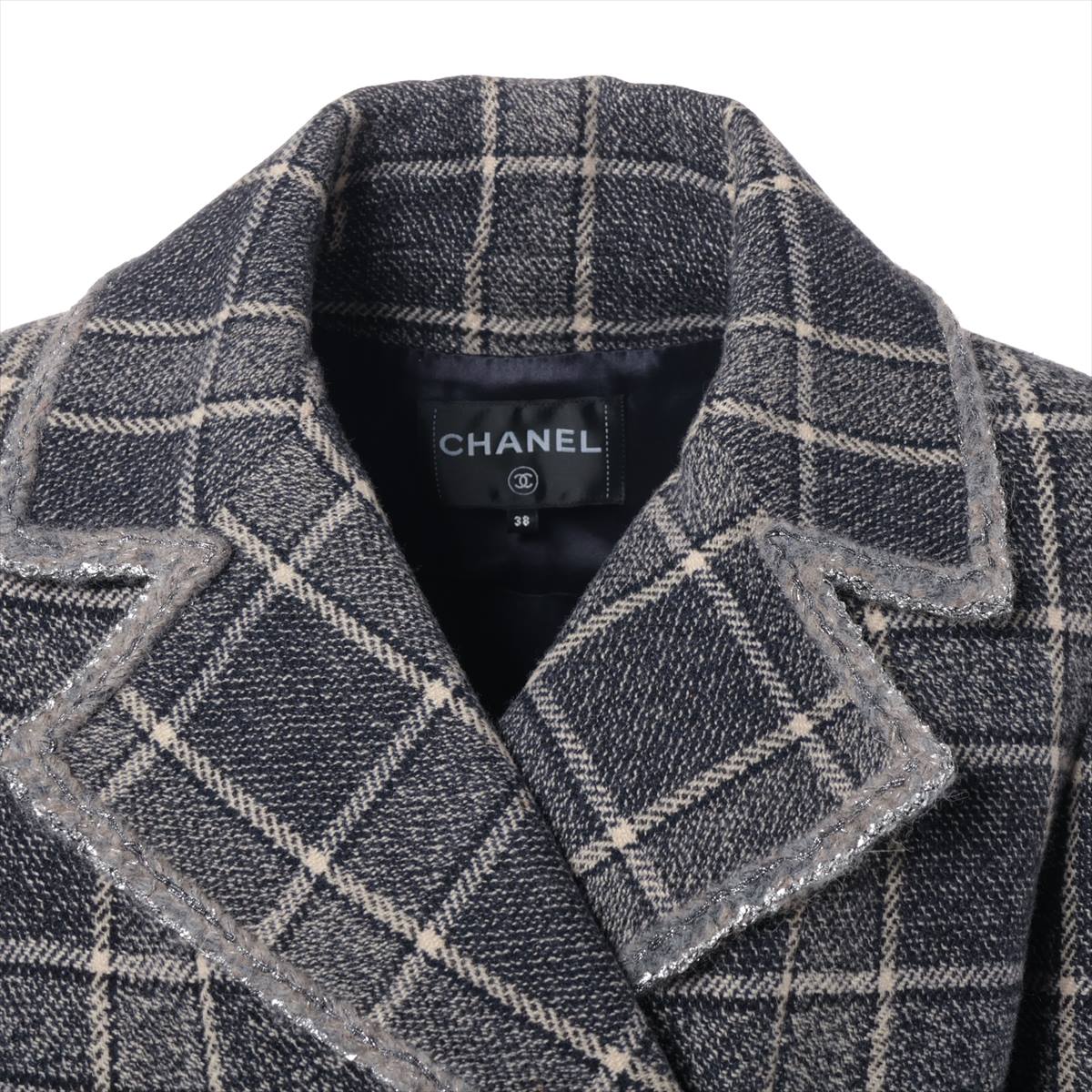 Chanel Coconut Button Wool x Camel Jacket 38 Grey P73124V64578 Check-in
