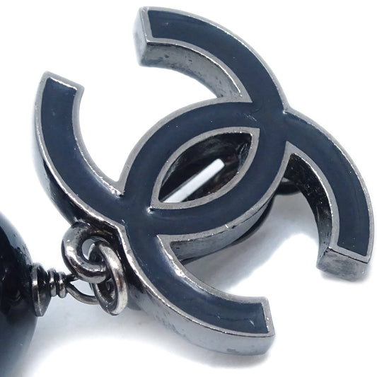 Luxury Chanel Dangle Earrings Clip-On Black 10C