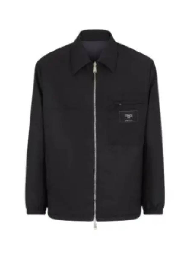Luxury Fendi Nylon Reversible Zip-Up Jacket Black