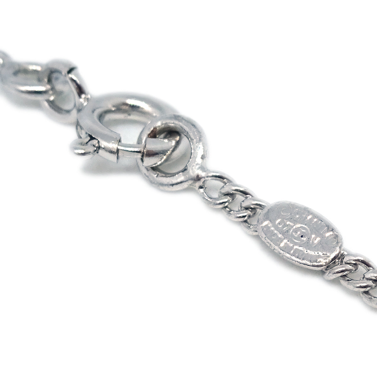 Chanel Chain Necklace Silver Black 07V