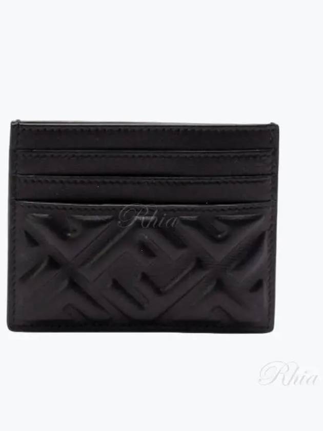 Luxury Fendi Baguette Embossed FF Logo Card Wallet Black
